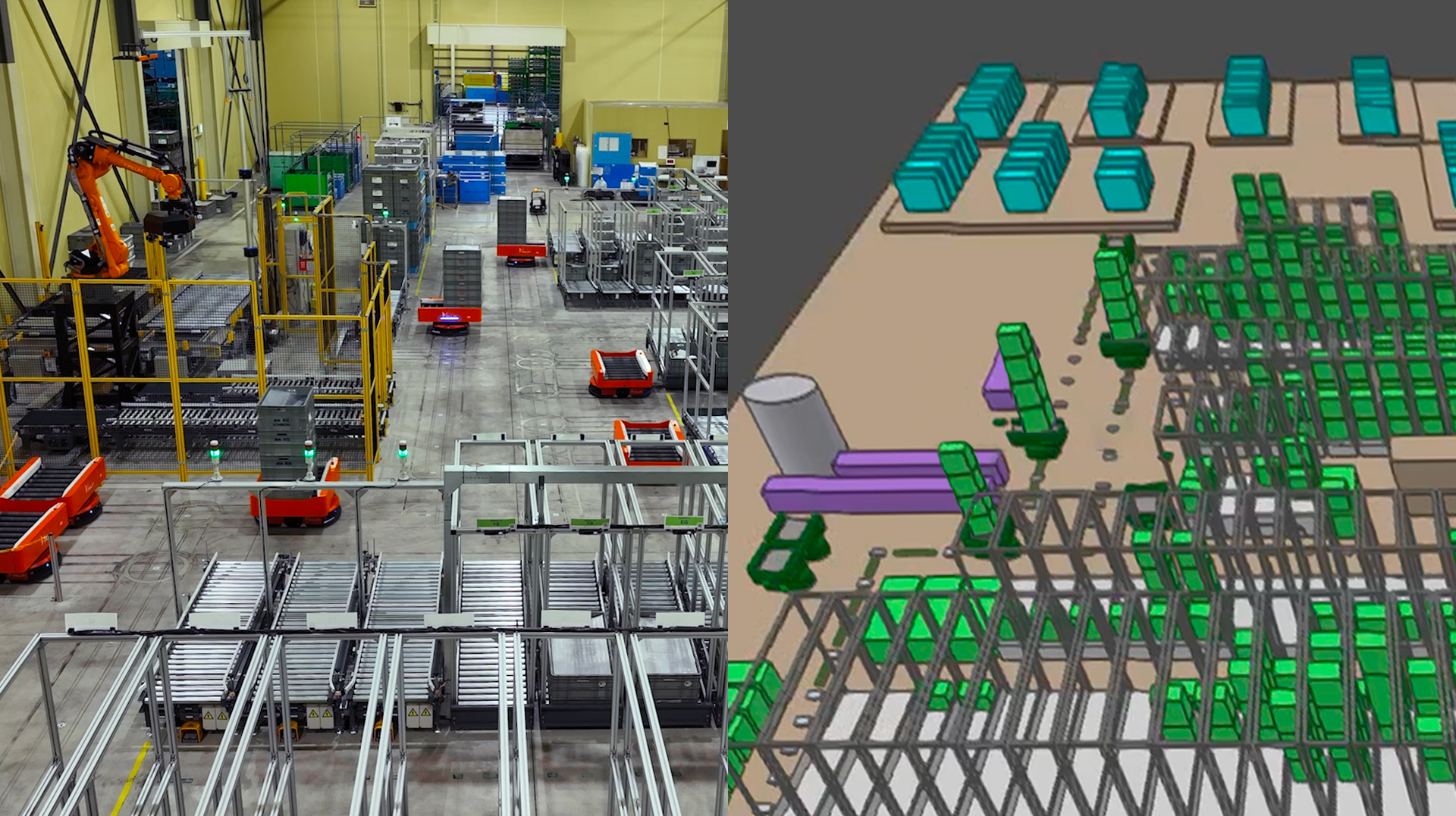 変種変量生産に対応するDX部品供給ロボット倉庫